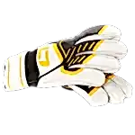 weiße Fußballhandschuhe mit schwarz/gelbem Design
