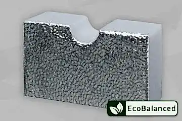 Hellgraue Schaumstoffplatte stehend, mit Aluminiumoberfläche