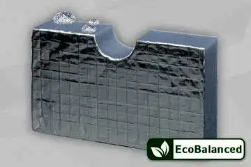 Graue Schaumstoffplatte stehend, mit Aluminiumoberfläche