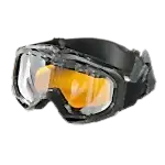 schwarze Skibrille mit gelb getönten Scheiben